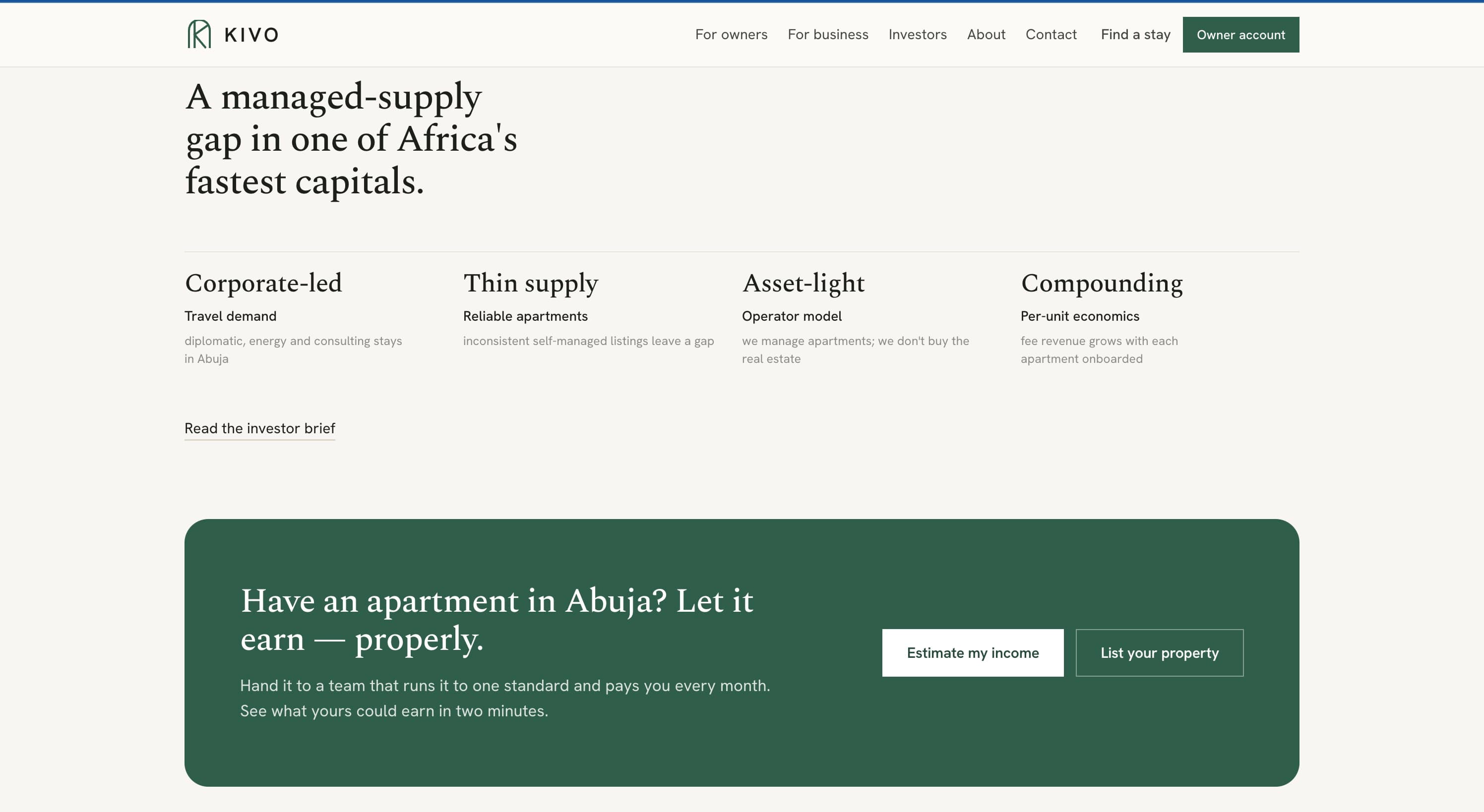 Kivo Owner Portal Mockup