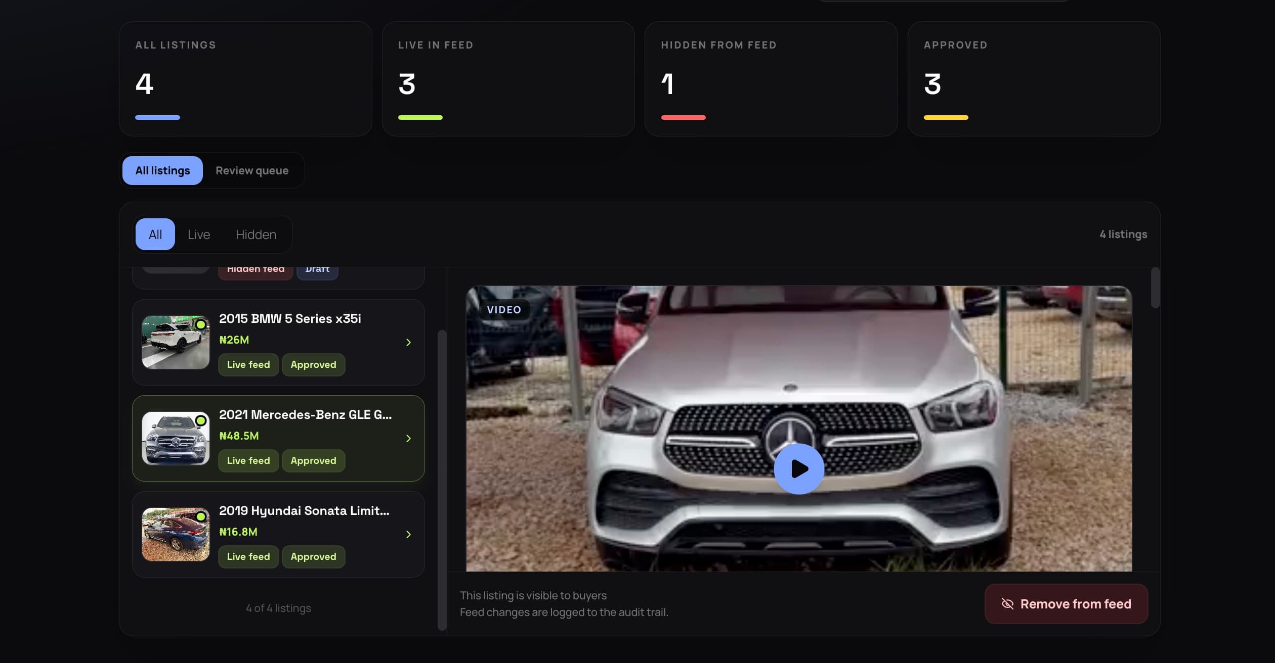 Admin video detail player view