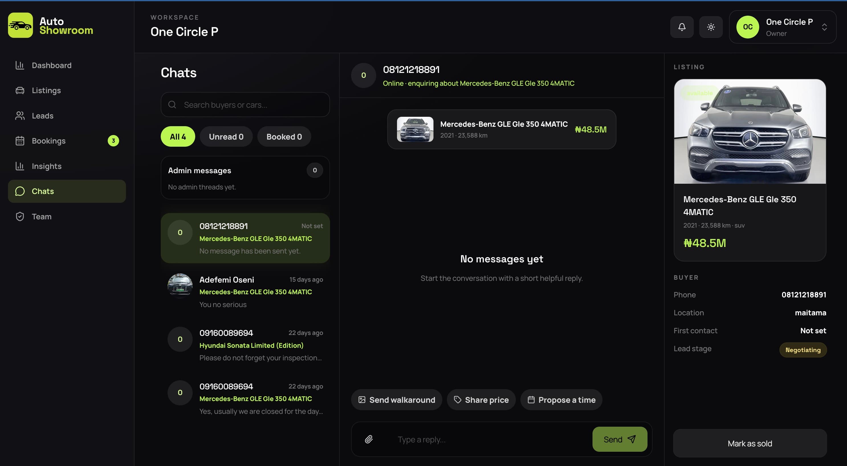 Dealer Chats UI