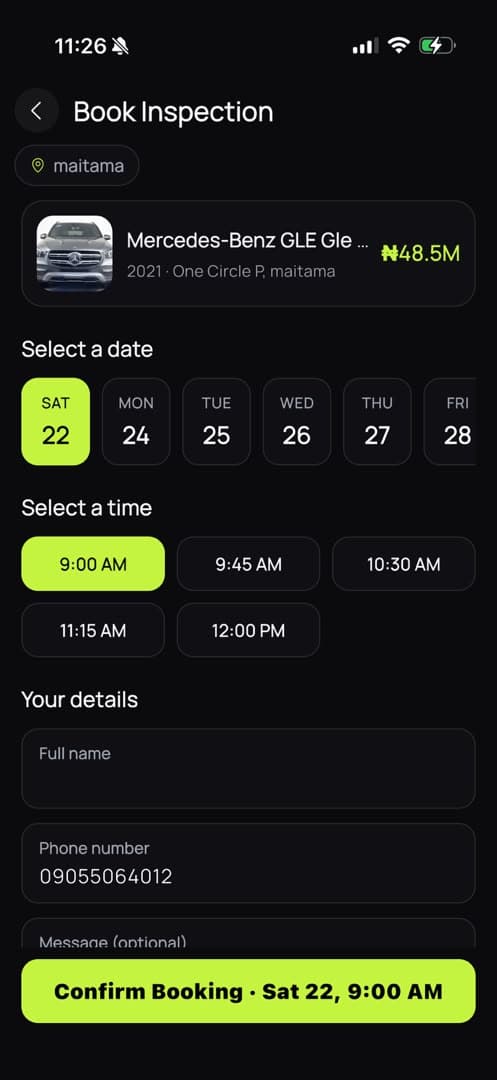 Booking inspection widget