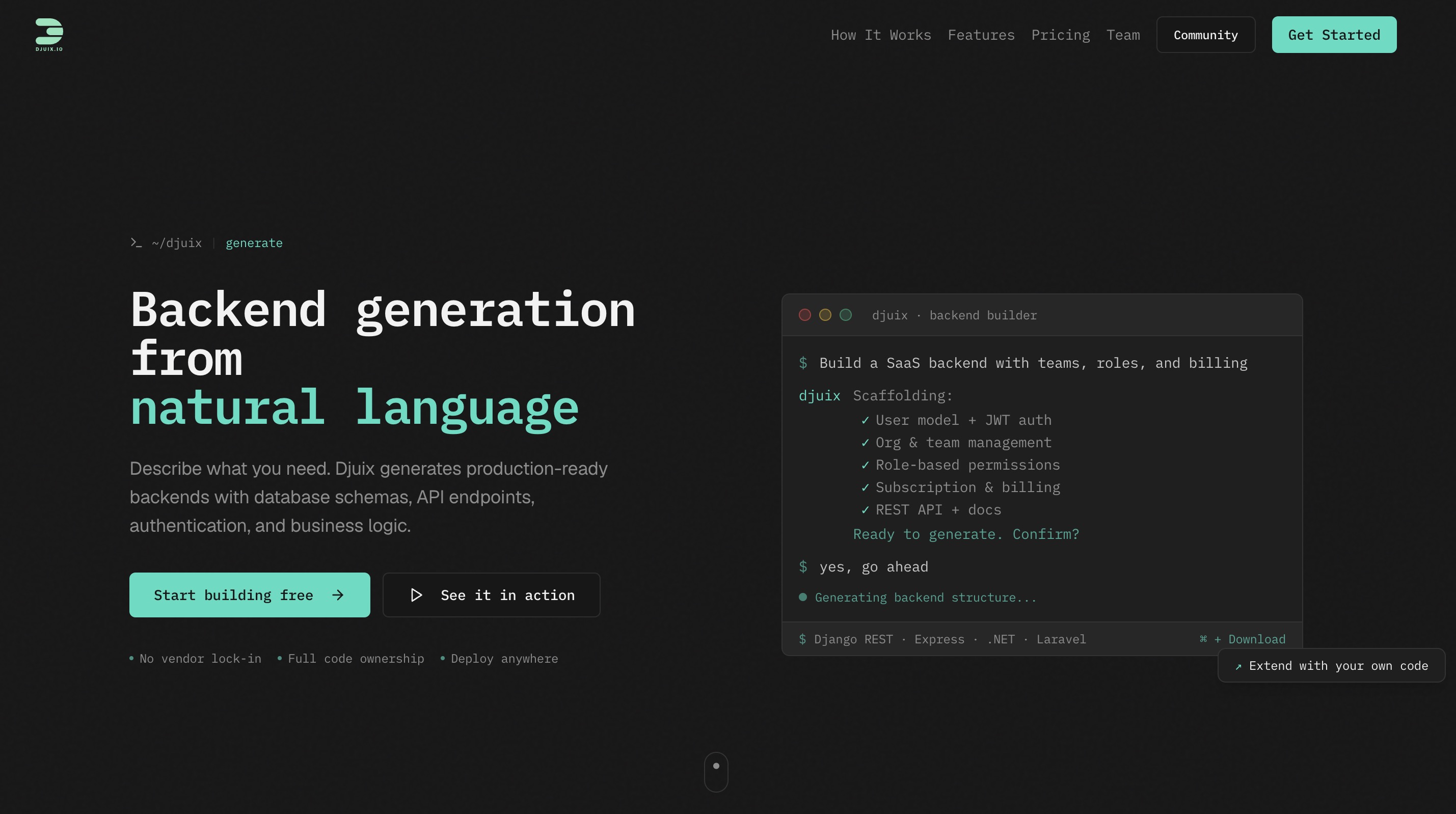 Djuix.io — Natural Language Backend & API Compiler